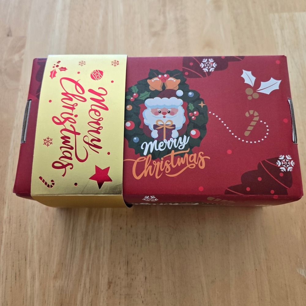 Merry Christmas Gift Boxes Red Santa Wreath Treat Boxes Gold Sleeve Holiday